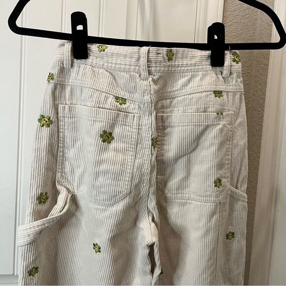 Forever 21 Corduroy Women’s Carpenter Pants Size XS Smiley Face Flowers - Picture 7 of 12